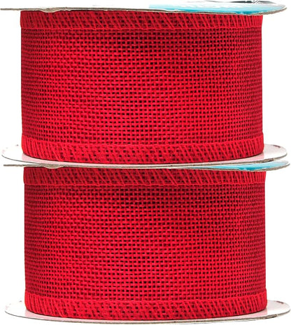 Mandala Crafts Red Burlap Ribbon 2 Inches Wide Jute Ribbons - Image 2