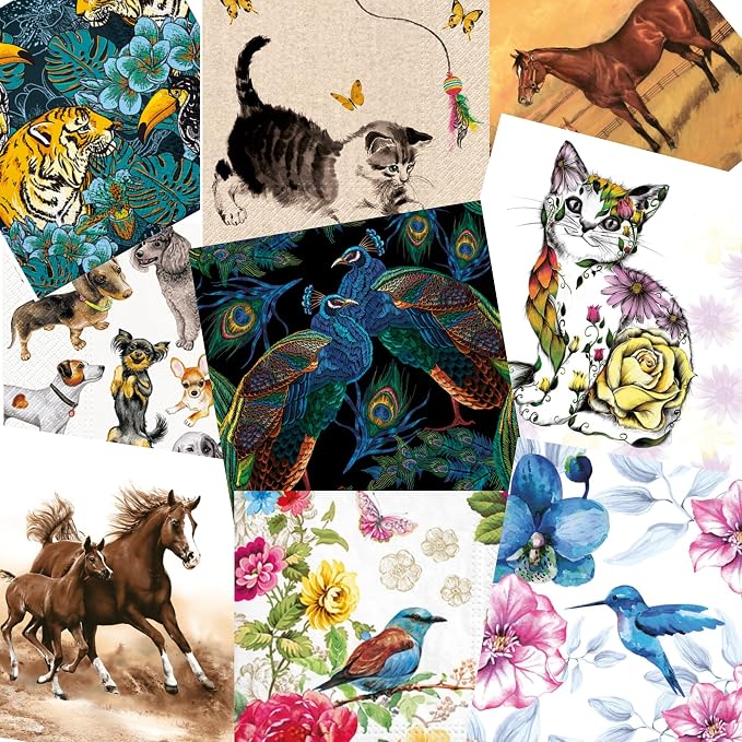 Mystery Pack Decoupage Paper Napkins, 20-ct Assorted Surprise Napkins, by KeepUnique