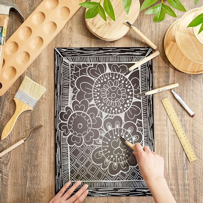 Yeaqee 8 Pcs 12 x 18 Inch Linoleum Block Rubber Carving Block Soft Linocut - Image 6