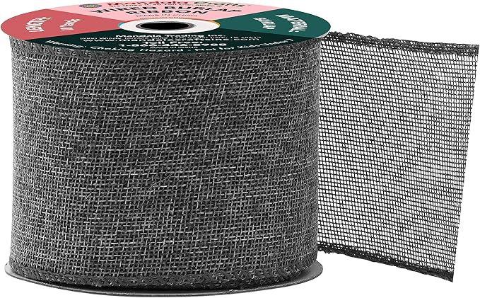 Mandala Crafts Gray Burlap Wired Ribbon 3 Inches Wide Jute Ribbons - Image 2