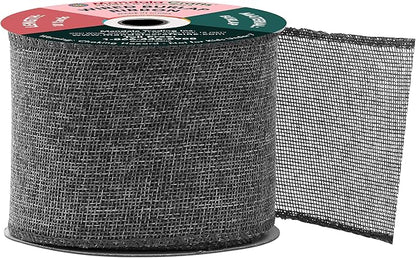 Mandala Crafts Gray Burlap Wired Ribbon 3 Inches Wide Jute Ribbons - Image 2