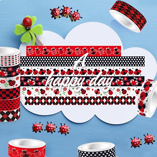 12 Rolls Insect Washi Tape, Seven Star Ladybug Masking Tape, Scrapbooking - Image 6