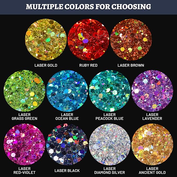 LEOBRO Blue Glitter, 160G/5.64OZ Holographic Chunky Glitter - Image 7
