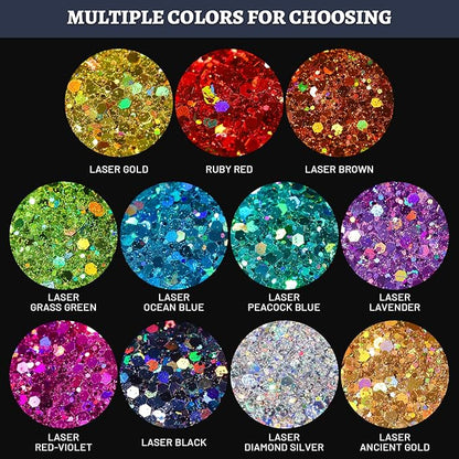 LEOBRO Blue Glitter, 160G/5.64OZ Holographic Chunky Glitter - Image 7