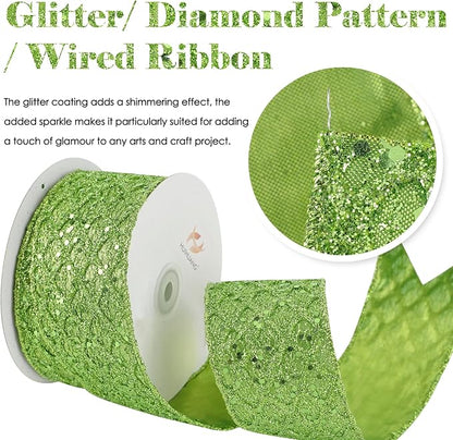 HUIHUANG Lime Green Wired Ribbon - Image 2