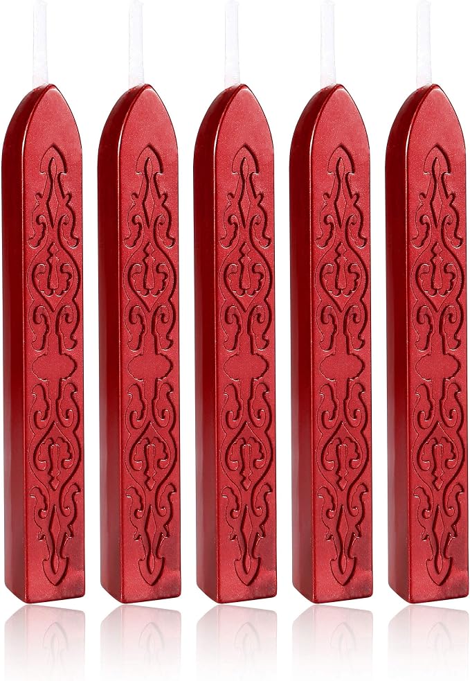 Yoption 5 Pcs Metallic Red Sealing Wax Sticks by Yoption