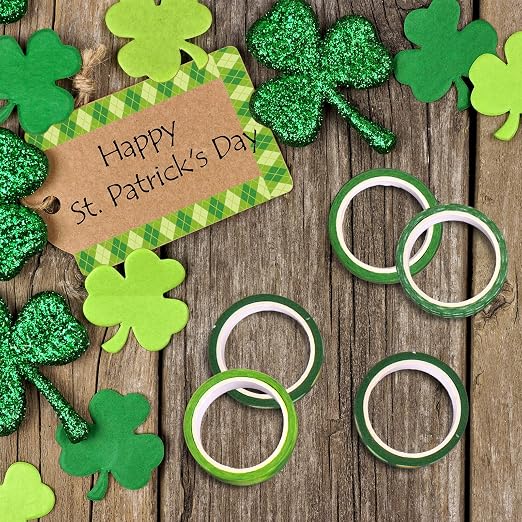 Whaline 12 Rolls St. Patrick's Day Washi Tape Green Shamrock Washi Masking Tape - Image 5