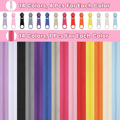 DOITEM 42 Yards 14 Pieces Coil Zippers Assorted Nylon Zipper - Image 2
