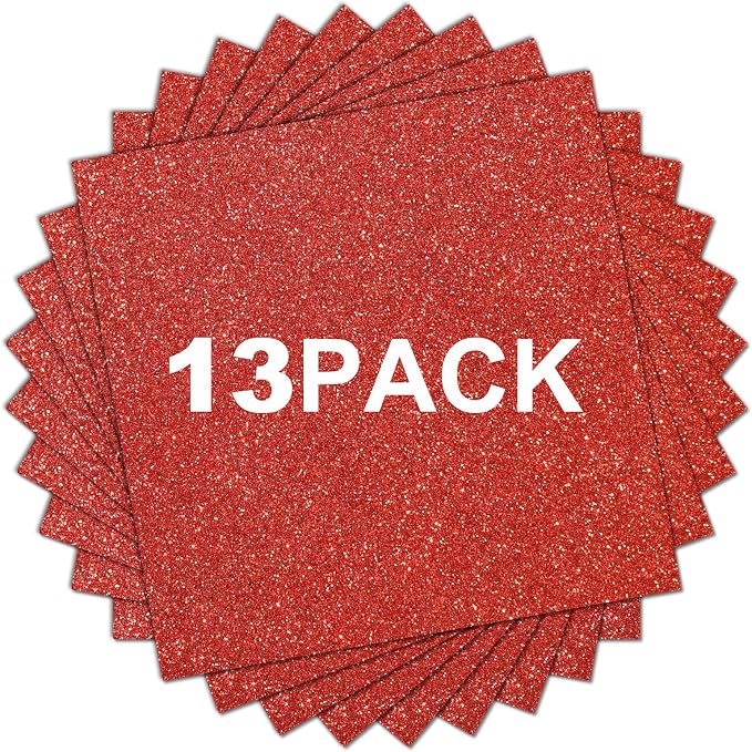 HTVRONT Red Glitter HTV Heat Transfer Vinyl Bundle: 13 Pack 12" x 10" Iron on by HTVRONT