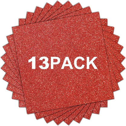 HTVRONT Red Glitter HTV Heat Transfer Vinyl Bundle: 13 Pack 12" x 10" Iron on by HTVRONT