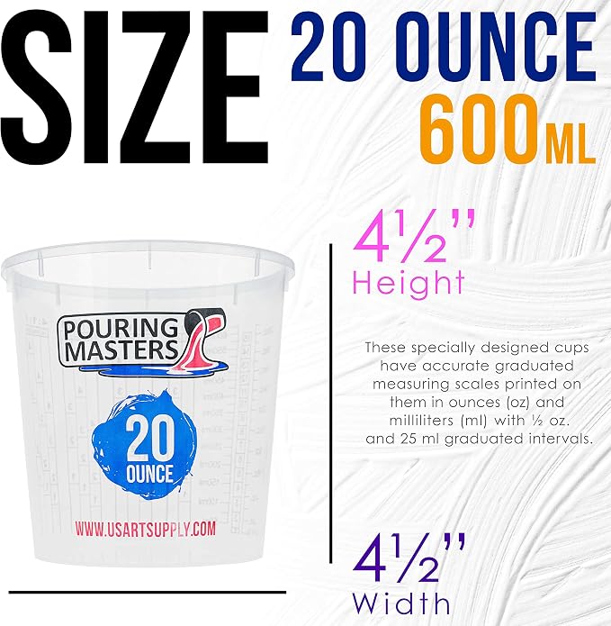 Pouring Masters 20 Ounce Graduated Plastic Mixing Cups - Image 3