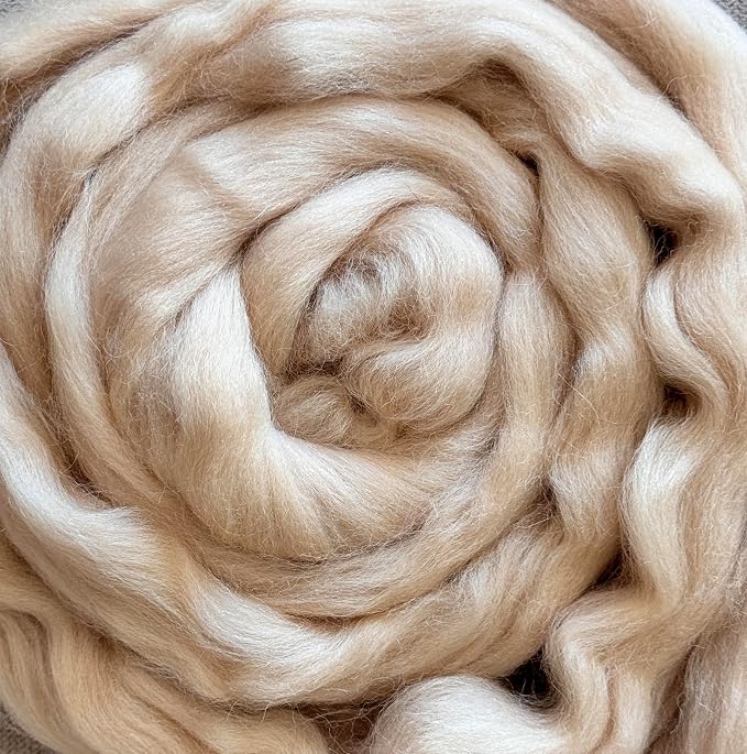 Cream Beige Wool Roving, 8 OZ. Best Wool - Image 4