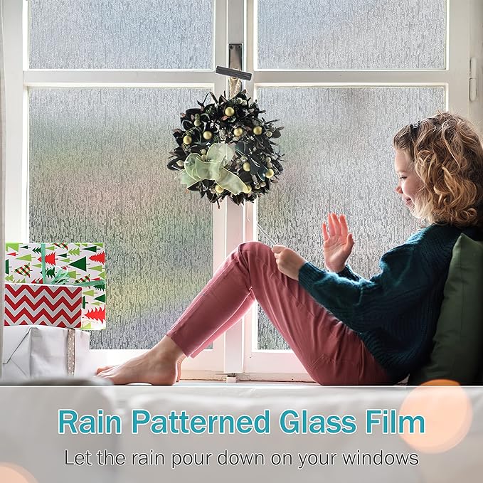 VELIMAX Rain Glass Window Film Privacy Static Window Clings Decorative Glass - Image 2