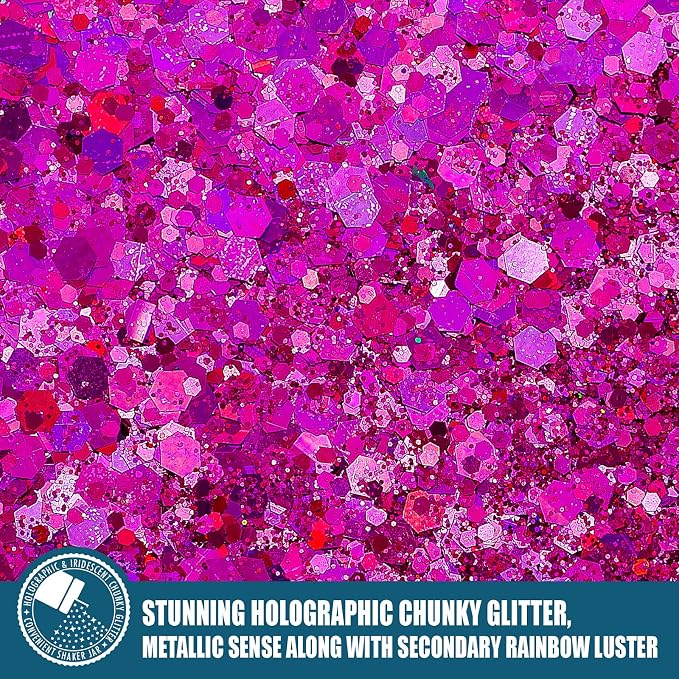 Holographic Chunky Glitter, 5.64oz/160g Craft Glitter Powder Mixed Chunky & - Image 2