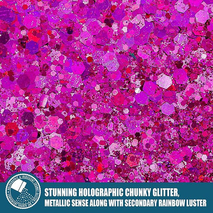 Holographic Chunky Glitter, 5.64oz/160g Craft Glitter Powder Mixed Chunky & - Image 2
