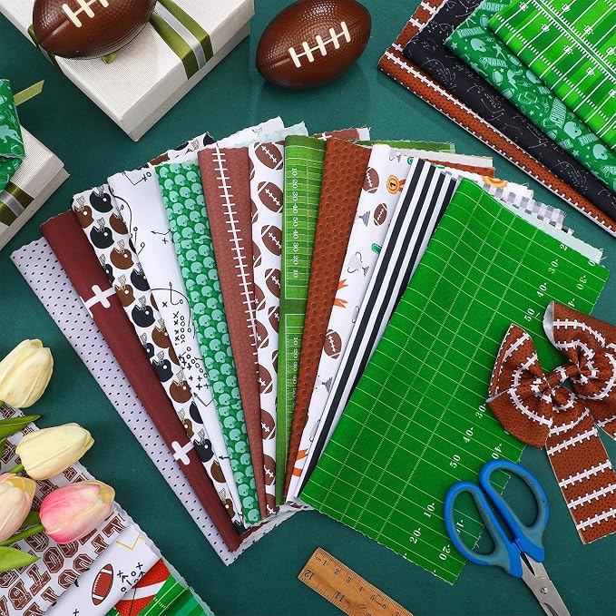 Ganeen 60 Pcs 10 x 10 Inch Football Quilting Fabric Squares Vintage Football - Image 4