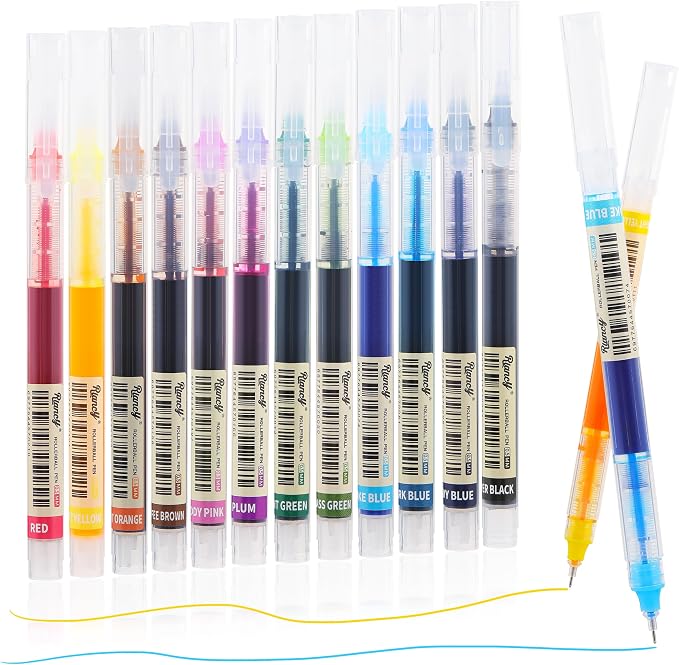 RIANCY Liquid Ink Rollerball Gel Pens, 0.5mm Extra Fine Point Tip, 12ct by RIANCY