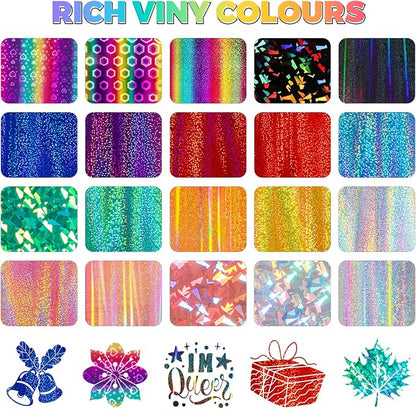 GIRAFVINYL Glitter Holographic Vinyl Bundle, Rainbow Holographic Permanent - Image 2