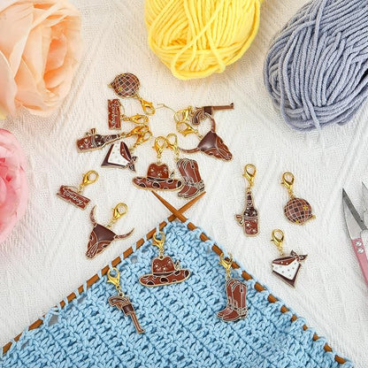 BEEFLYING 16Pcs Cowboy Stitch Marker Charms - Image 4