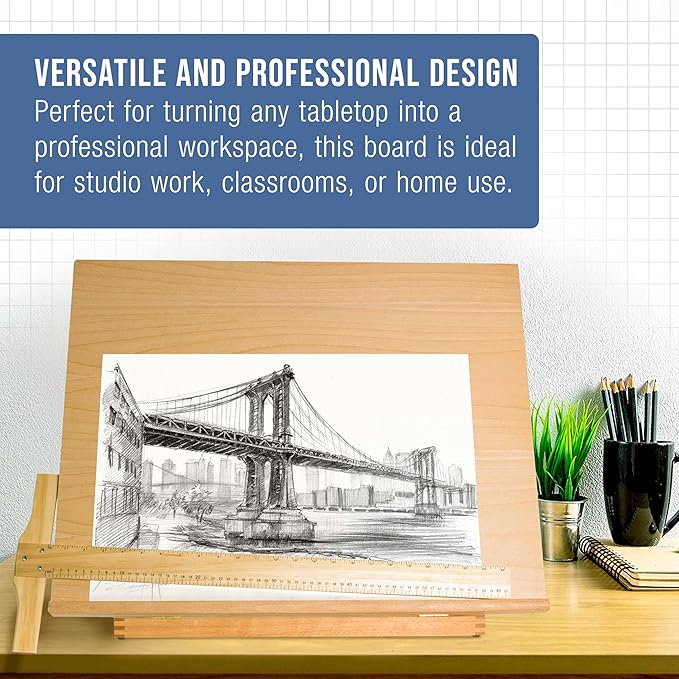 U.S. Art Supply X-Large 26" x 21" Adjustable Wood Art Drawing Board - Image 5
