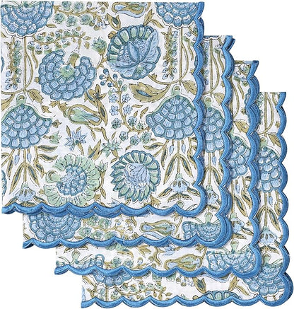 Ridhi Asparagus GreenHand Block Print Napkins 18" x 18" Set of 4 Reusable by Ridhi