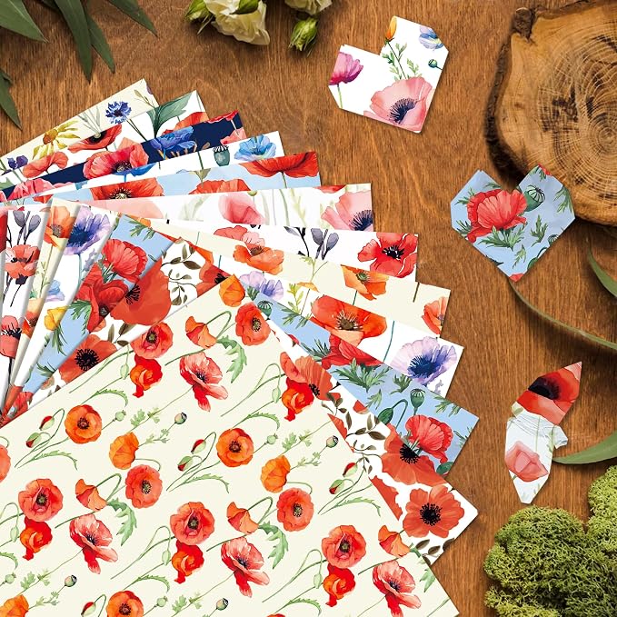 12×12 Flower Scrapbook Paper Vintage Flower Pattern Papers Pad, 24 Sheets - Image 7