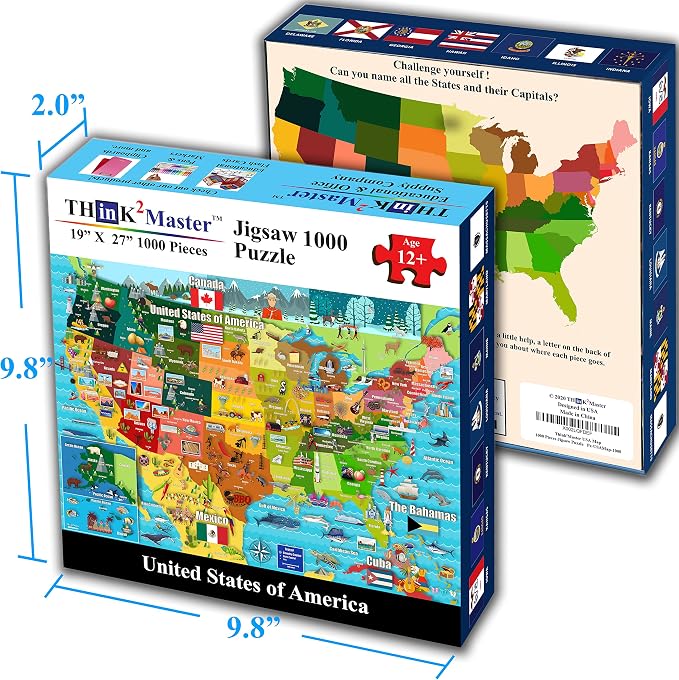 Think2Master Colorful United States Map 1000 Pieces Jigsaw Puzzle - Image 6