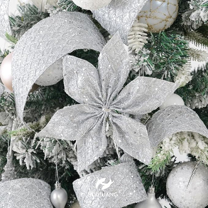 HUIHUANG Silver Glitter Wired Ribbon - Image 4