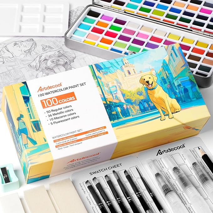 Watercolor Paint Set, 100 Colors, Travel Water Colors kit - Image 8