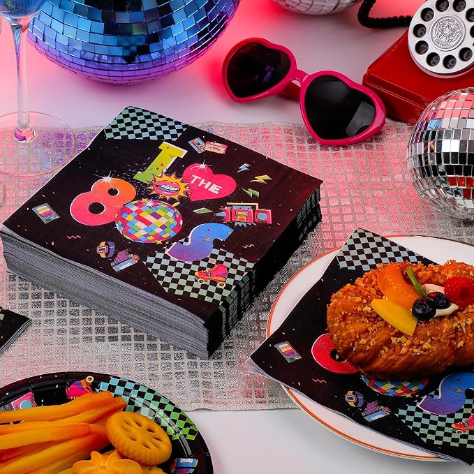 60 Pcs 80s Cocktail Paper Napkins 6.5 x 6.5 Inches Disposable Paper Napkins - Image 4