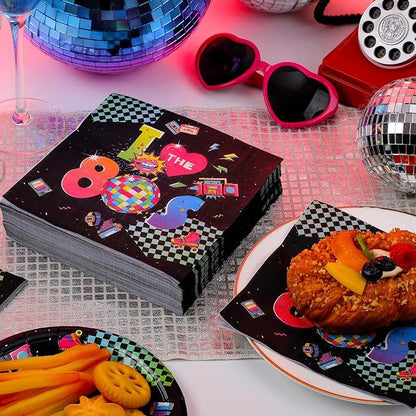60 Pcs 80s Cocktail Paper Napkins 6.5 x 6.5 Inches Disposable Paper Napkins - Image 4