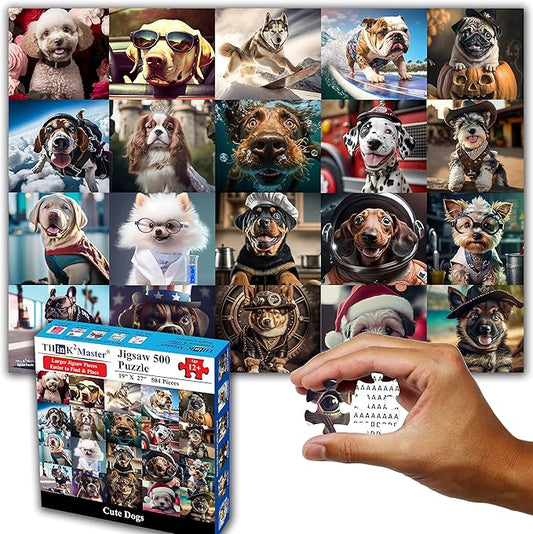 Think2Master Cute Dogs 500 Pieces Jigsaw Puzzle Featuring heartwarming Puppies by Think2Master