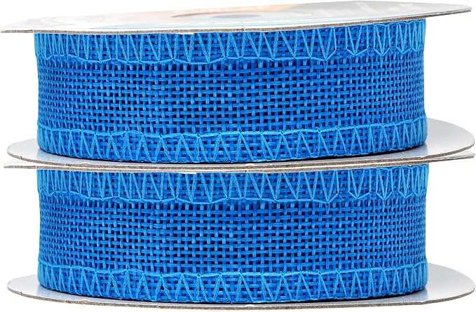 Mandala Crafts Sky Blue Burlap Ribbon 1 Inch Wide Jute Ribbons - Image 2