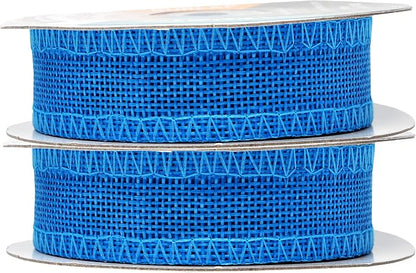 Mandala Crafts Sky Blue Burlap Ribbon 1 Inch Wide Jute Ribbons - Image 2