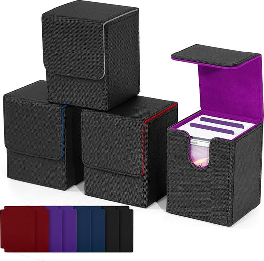 ZLCA Card Deck Box for Trading Cards, PU Leather Magnetic Card Storage Box Fits by ZLCA