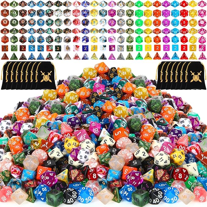 Yilloog Compatible with Dice Sets Bulk Polyhedral Dice with Drawstring Bag by Yilloog