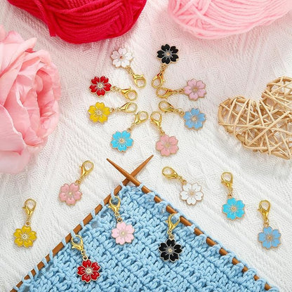 BEEFLYING 16Pcs Flower Stitch Marker Charms - Image 4
