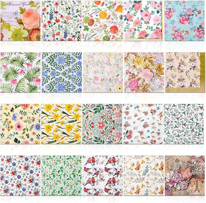 Crtiin 20 Pack Assorted Floral Napkins by Crtiin