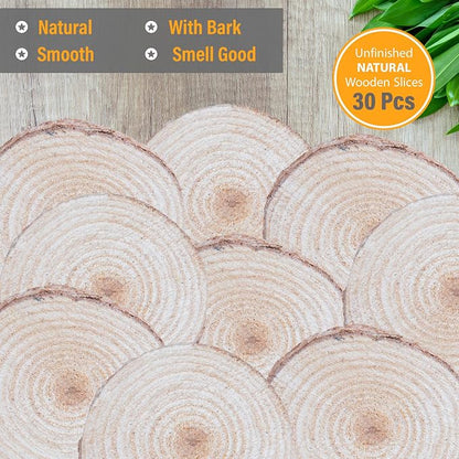 Wood Slices in Mesh Bag for Crafts DIY Projects Rustic Wedding Decorations - Image 2