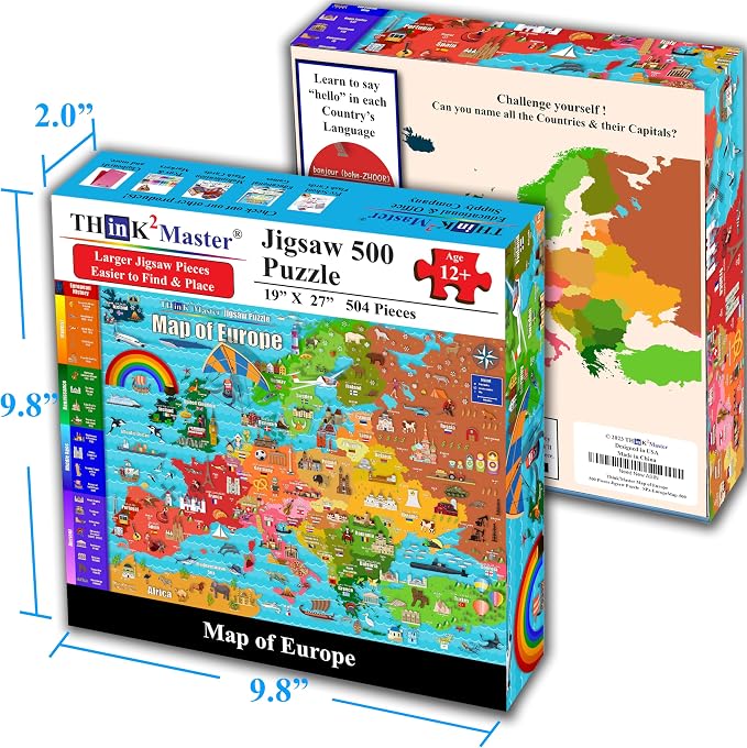 Think2Master Colorful Map of Europe 500 Pieces Jigsaw Puzzle - Image 5