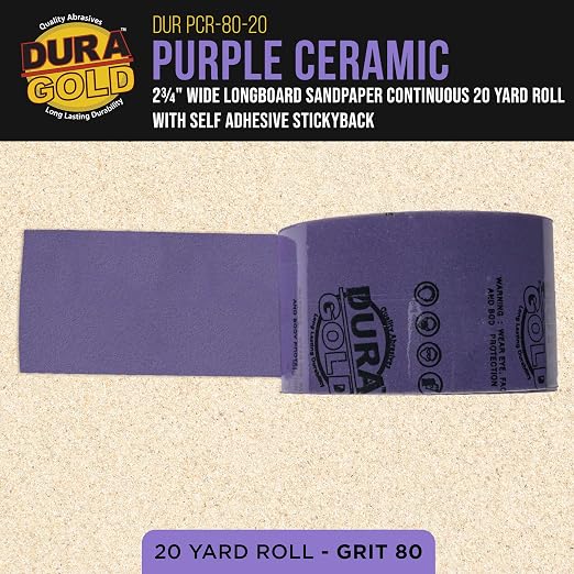 Dura-Gold Premium 80 Grit PSA Purple Film Ceramic Longboard Sandpaper, 2-3/4" - Image 2