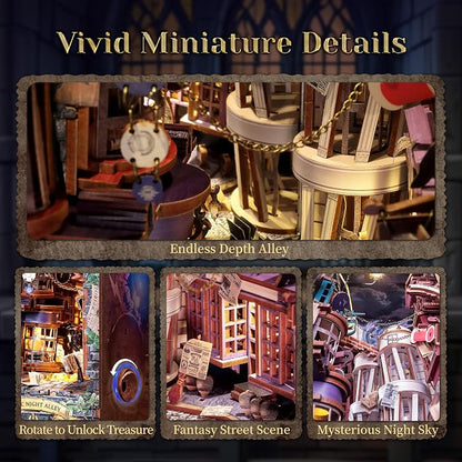 3D Wood Puzzle Book Nook Kit, DIY Magical Miniature Dollhouse - Image 3