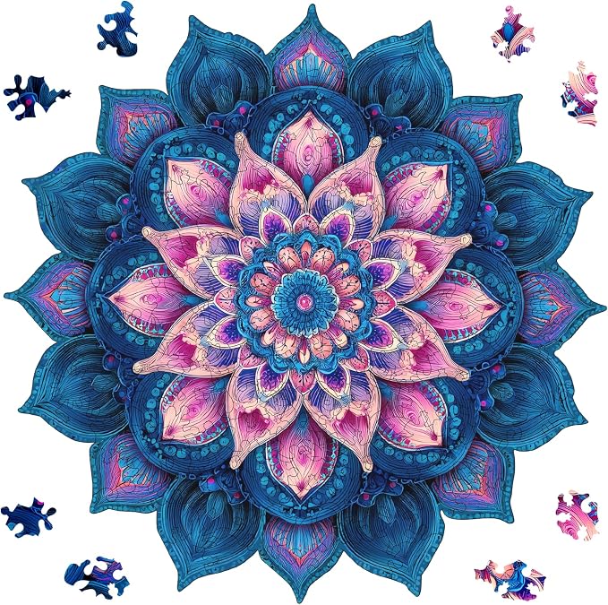 Wooden Puzzles for Adults, Mandela Lotus Adult Puzzles 192 Pieces, Wooden by Ixfyloop