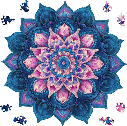 Wooden Puzzles for Adults 471 Pieces, Mandela Lotus Jigsaw Puzzles, Unique by Ixfyloop