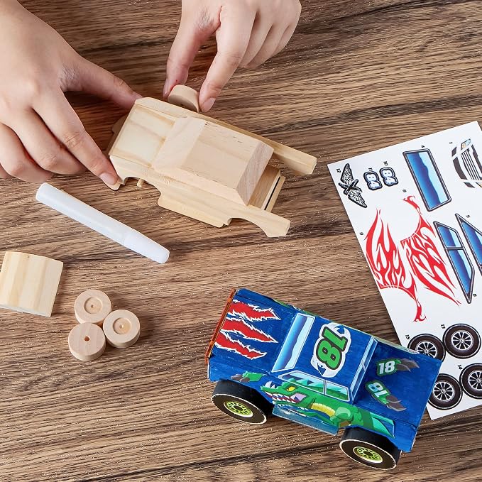 JOYIN Kids Craft Kit Build & Paint Your Own Wooden Race Car Art & Craft Kit DIY - Image 7