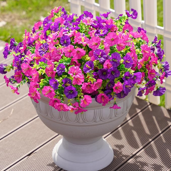 Artificial Flowers Fake Plants for Outdoors Decoration, 12 Bundles Silk Morning - Image 9