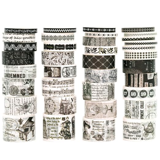 36 Rolls Vintage Washi Tape Pack Retro Arts Adhesive Tapes Wide Chronicle by Songdao