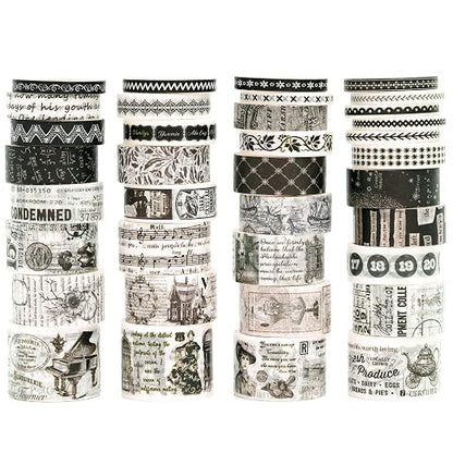36 Rolls Vintage Washi Tape Pack Retro Arts Adhesive Tapes Wide Chronicle by Songdao