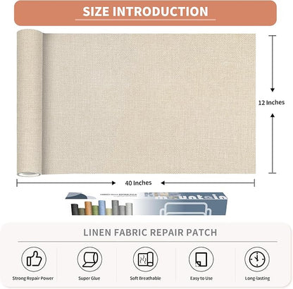 KING MOUNTAIN Coarse Linen Fabric Patches, Self-Adhesive, 12x40 Inch, - Image 2