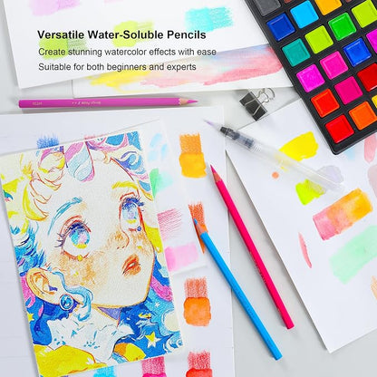 KALOUR Watercolor Pencils with Brush, 36 Colors, Blendable Wet or Dry - Image 6